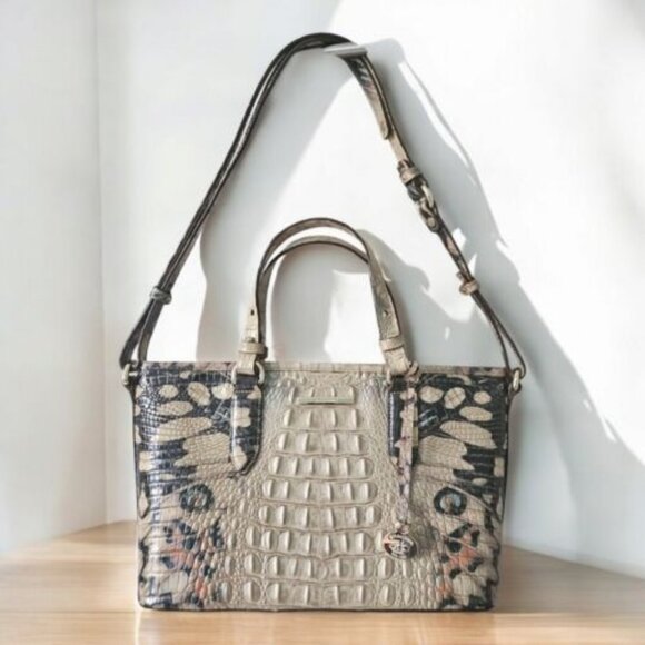 Brahmin Beige Mini Asher Gem Lacewing Snakeskin Croc Leather Purse Bag NEW w/tag - Picture 1 of 10